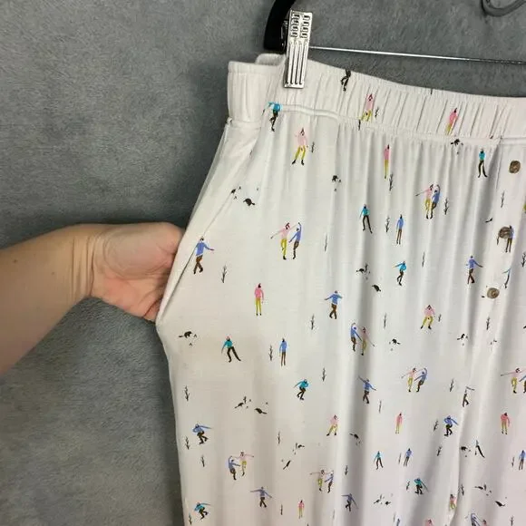 Anthropologie Pajama Pants Womens 3X White Emily Isabella Winter Skater Holiday - Picture 6 of 16